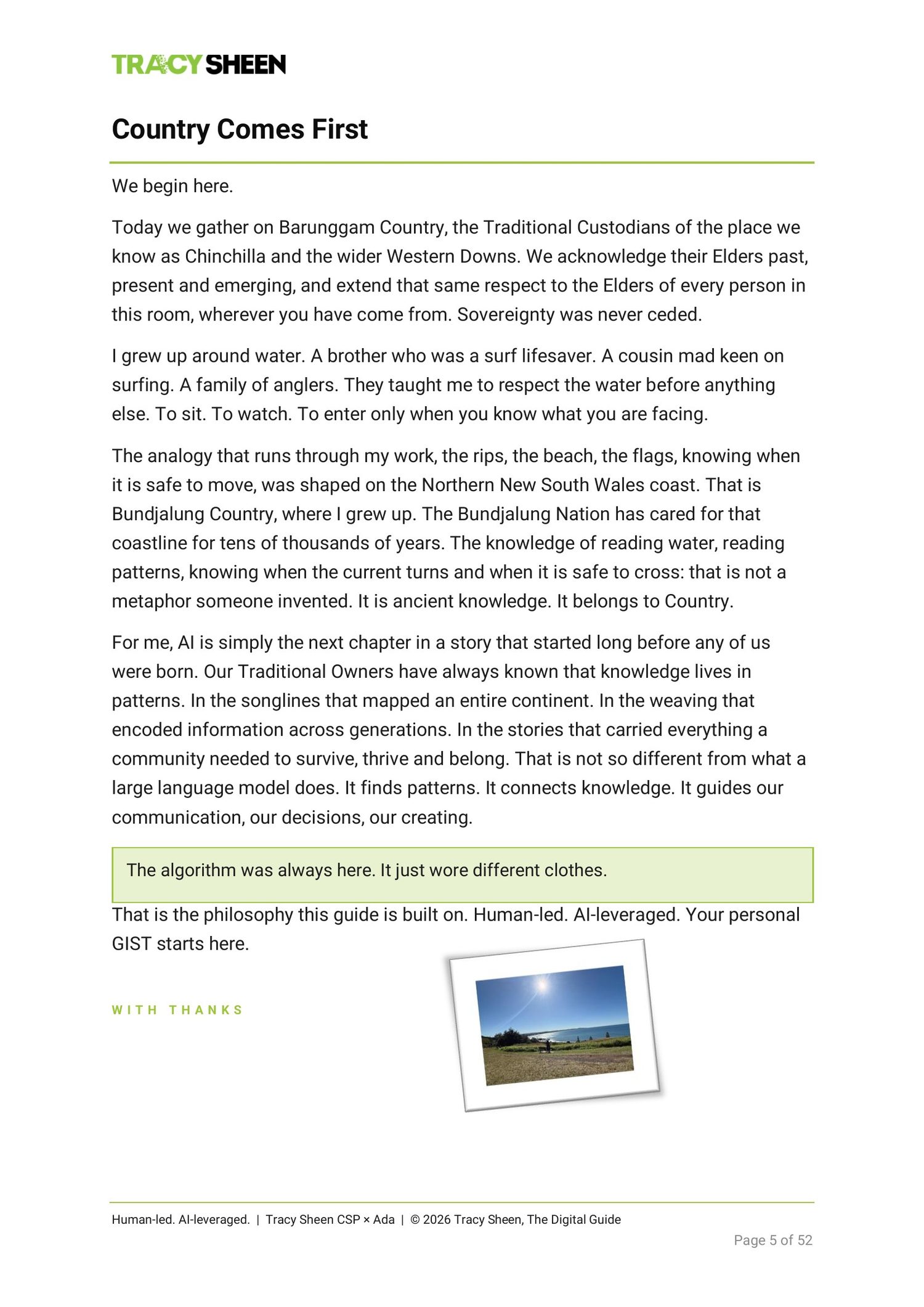 The Country Comes First opening page of the Get the GIST of AI guidebook