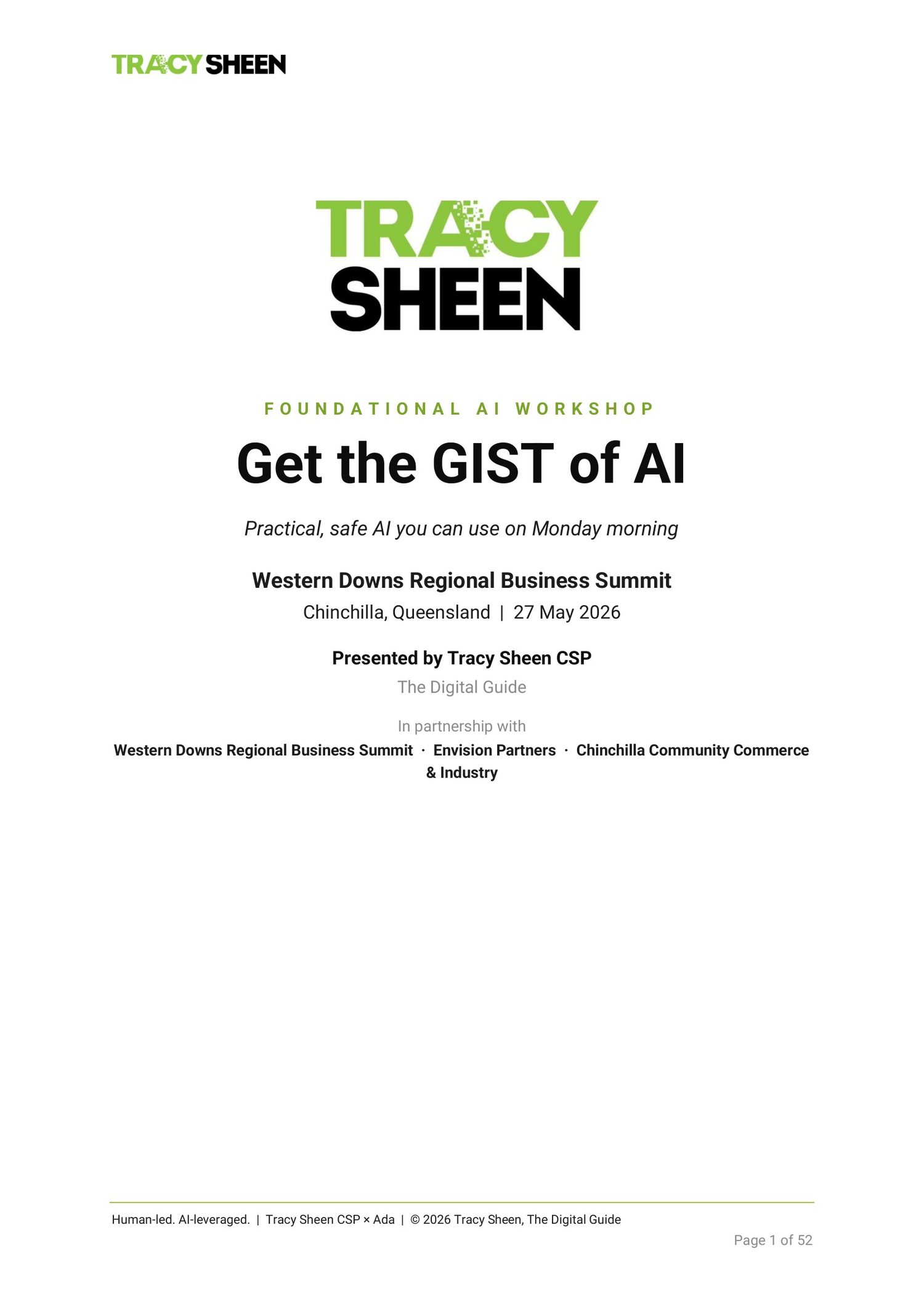 Cover of the Get the GIST of AI foundational workshop guidebook