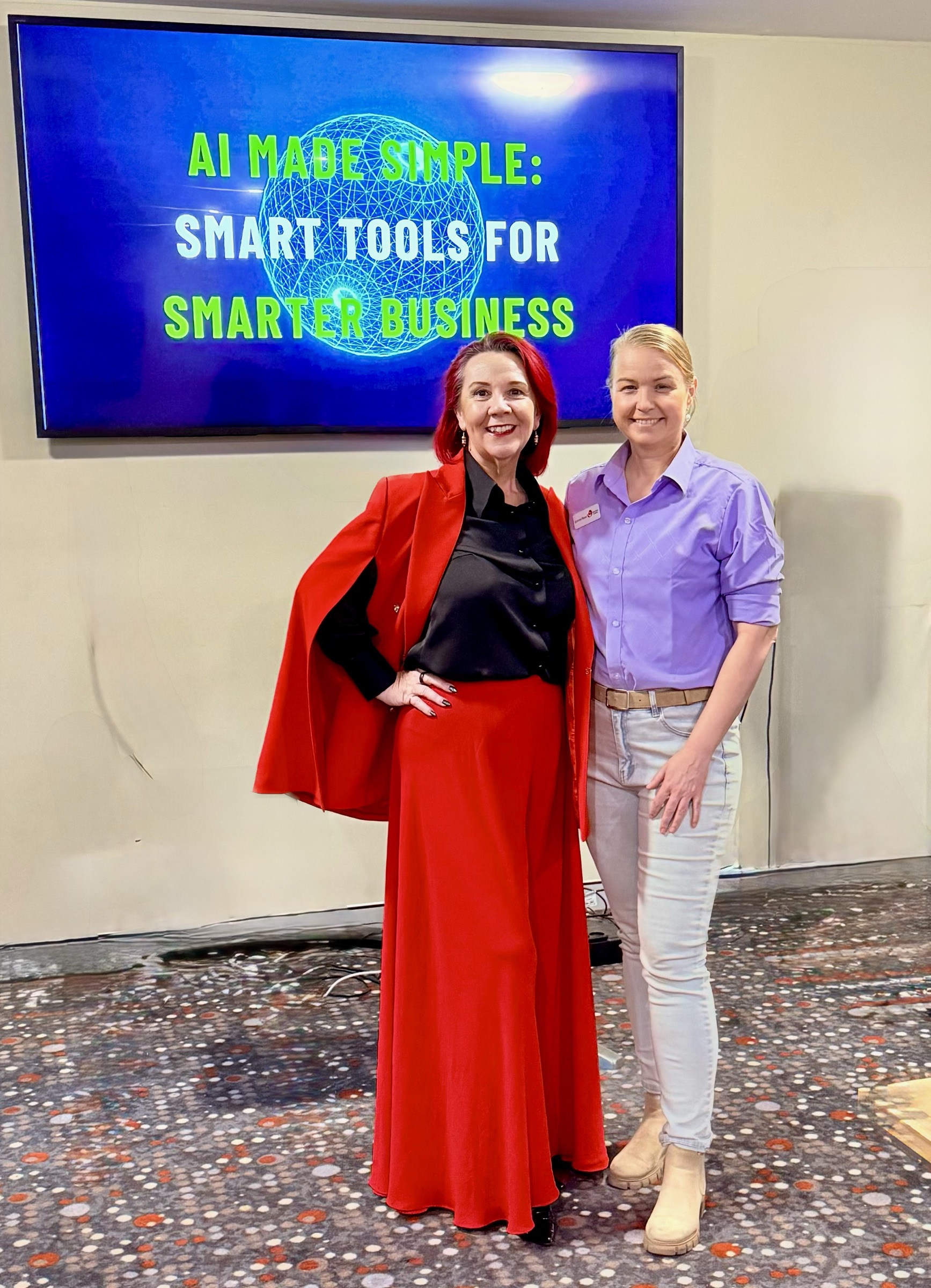 Tracy Sheen presenting the AI Made Simple workshop at the Birdcage Hotel, Longreach